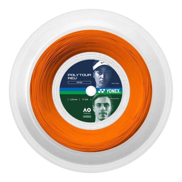 زه راکت یونکس Yonex PolyTour Rev 120 Tennis String (200m Reel) Bright Orange