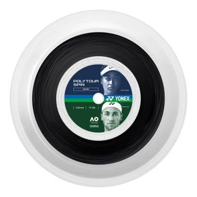زه راکت یونکس Yonex PolyTour Spin 120 Tennis String (200m Reel) Black