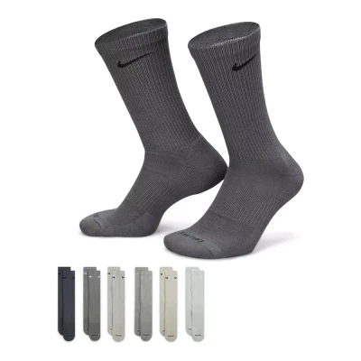 جوراب تنیس نایک Nike Everyday Plus Cushioned Crew Socks 6Pr Multi-Color Grey