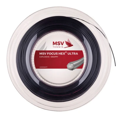 زه راکت ام اس وی MSV Focus-Hex Ultra 130 Tennis String (200m Reel) Black