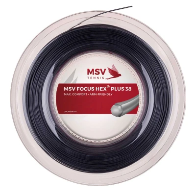زه راکت ام اس وی MSV Focus-Hex Plus 38 Tennis String 125 (200m Reel) Black