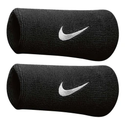 مچ‌ بند تنیس نایک Nike Swoosh Doublewide Wristband 2 Pack Black/White