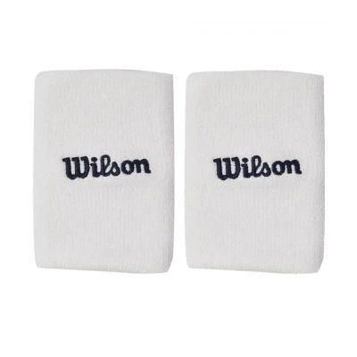 مچ بند تنیس ویلسون Wilson Wide Terry Logo Wristband Bright White