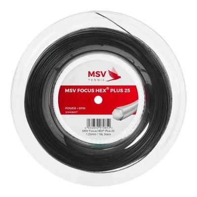 زه راکت ام اس وی MSV Focus-Hex Plus 25 Tennis String 125 (200m Reel) Black